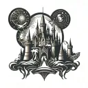Disney castle space mountain tattoo design idea