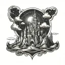 Disney castle space mountain tattoo design idea