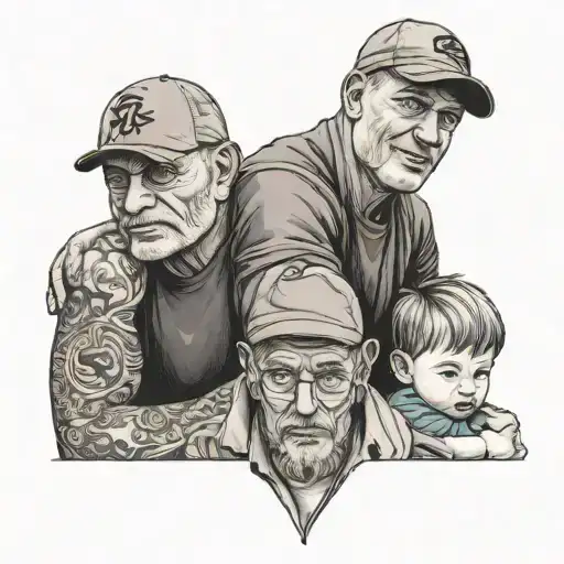 dad and two son  tattoo design idea