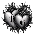 Hearts with initials tattoo design idea