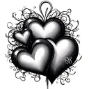 Hearts with initials tattoo design idea