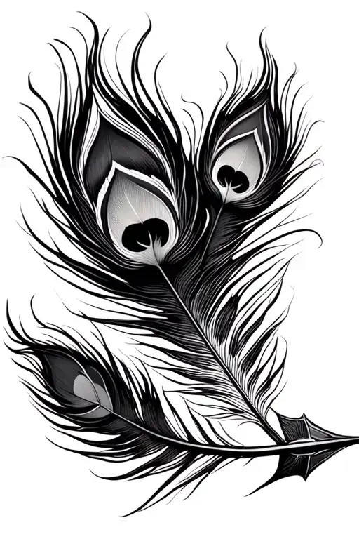 bow arrow along trishul with peacock feather tattoo design idea