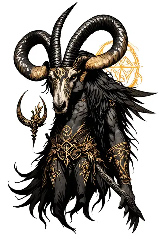 arcangel uriel with capricorn zodiac sign tattoo design idea