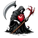 heart attack reaper holding a scythe tattoo design idea