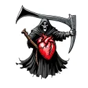 heart attack reaper holding a scythe tattoo design idea