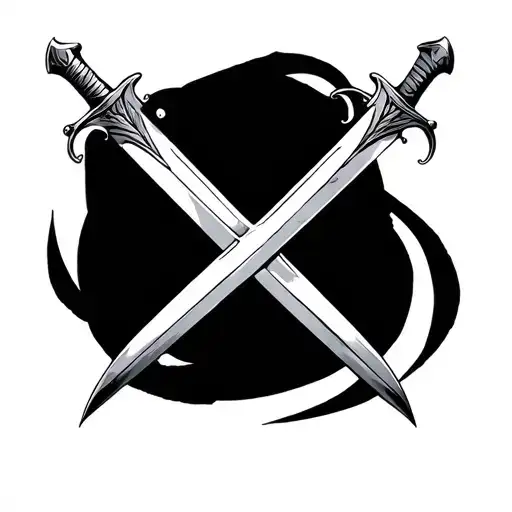 three swords crossed tattoo design idea