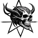 Skull and Diablo Video Game With Pentagram tattoo design idea