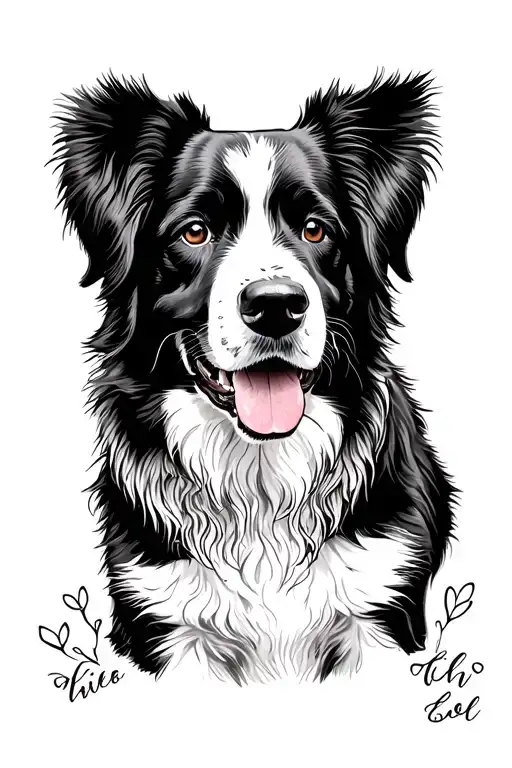 pet memorial tattoo, bernese mountain dog, single line drawing tattoo design idea