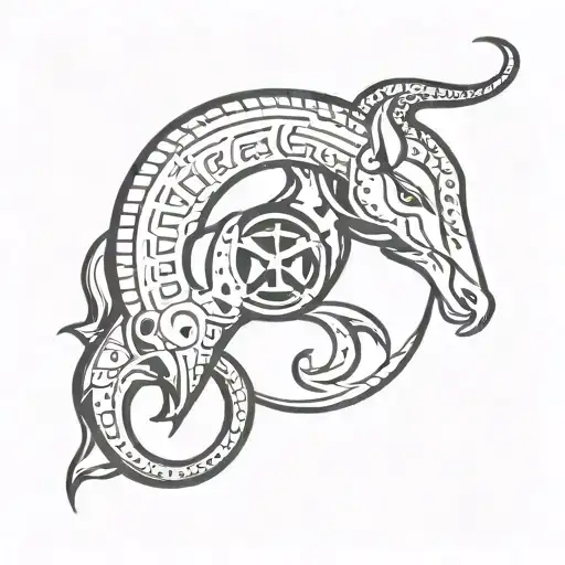 Capricorn symbol with Pisces fish tattoo design idea