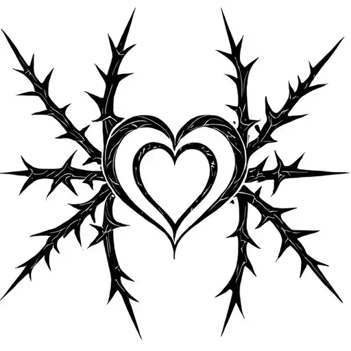 cyber sigil heart and thorns tattoo design idea