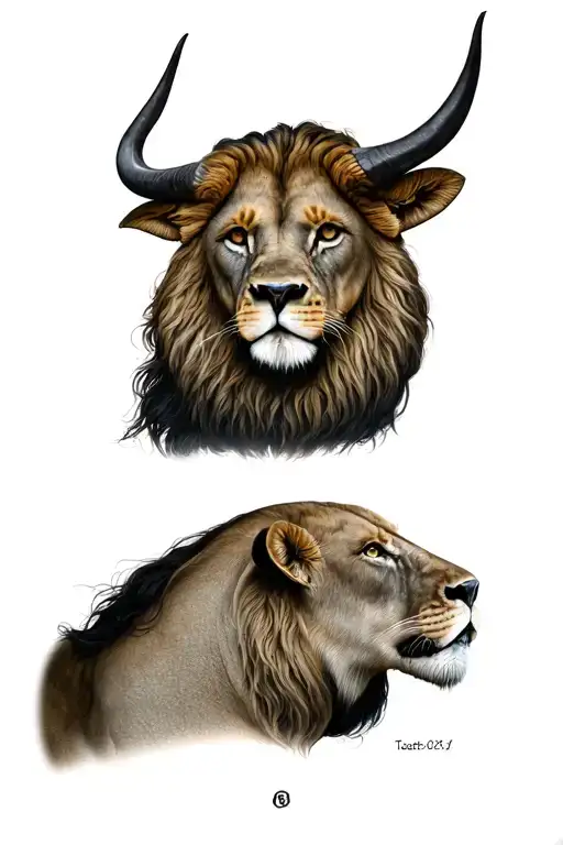 Leo and Taurus tattoo design idea