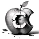 APPLE WITH C BITTEN INTO IT tattoo design idea