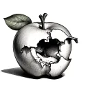 APPLE WITH C BITTEN INTO IT tattoo design idea