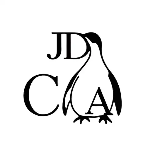 initials J D and C A in the shape of a penguin tattoo design idea
