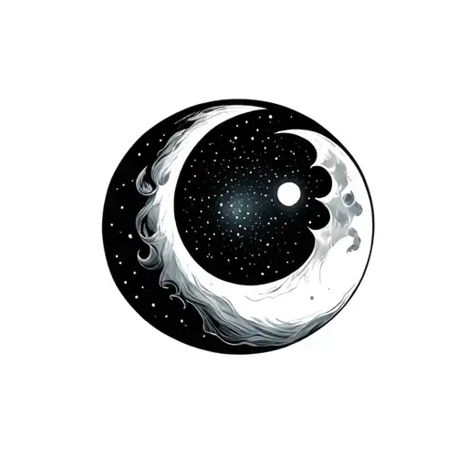 waxing crescent and waning crescent moon tattoo design idea