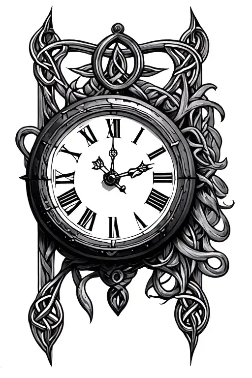 celtic birth clock surrounded tattoo design idea