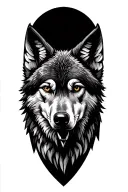can you do a realistic wolf face front on, but the outline of the wolf's face is in the shape of an eagle flying tattoo design idea
