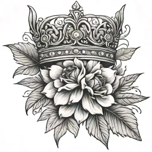 diamonds hellebore and a crown surrounded tattoo design idea