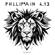 "Philippians 4:13" Lion head tattoo design idea