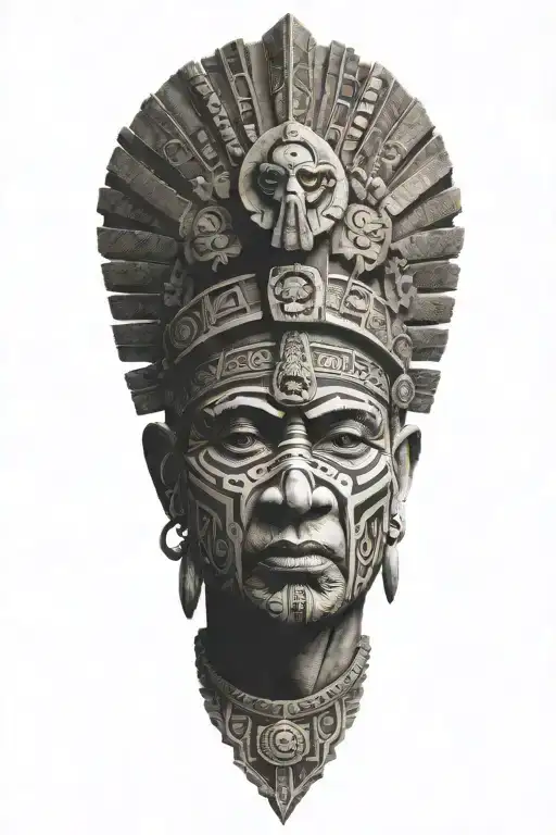 religion, war, life and Aztec tattoo design idea