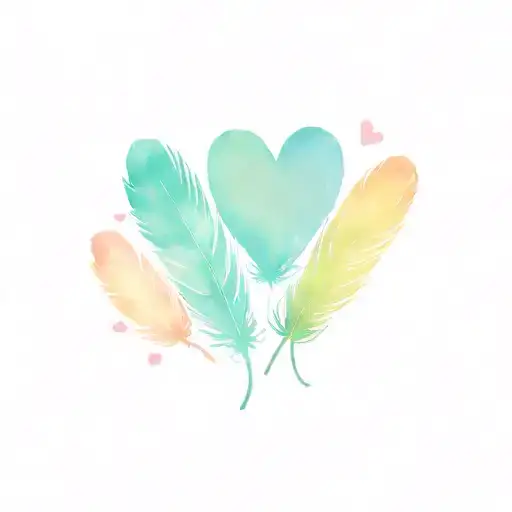 Feathers and sweetheart candy hearts  tattoo design idea