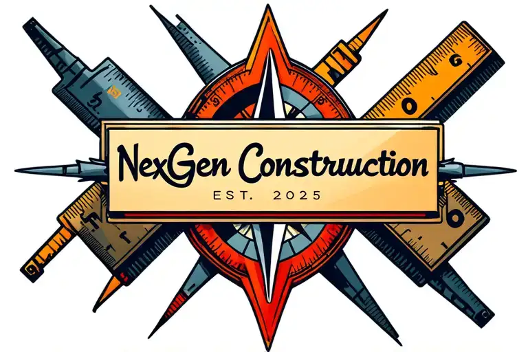 "NexGen Construction EST. 2025" Combine the NexGen Construction EST. 2025 logo with a compass and ruler, symbolizing precision and innovation in construction tattoo design idea