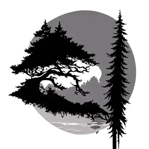 cypress tree tattoo design idea
