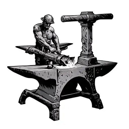 forge hanmering on an anvil tattoo design idea