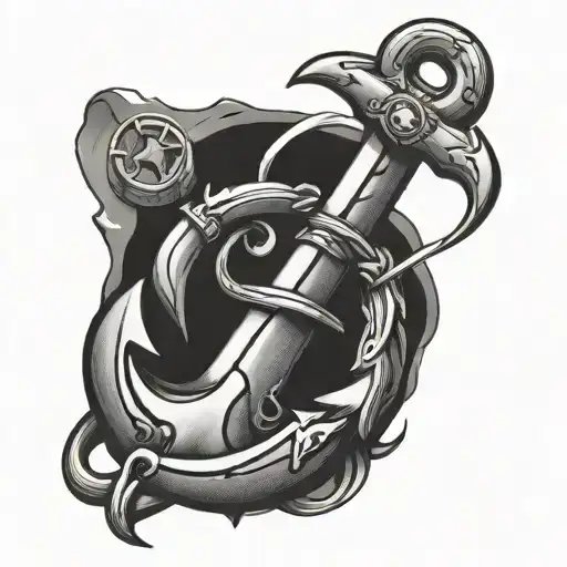 Capricorn anchor surrounded tattoo design idea