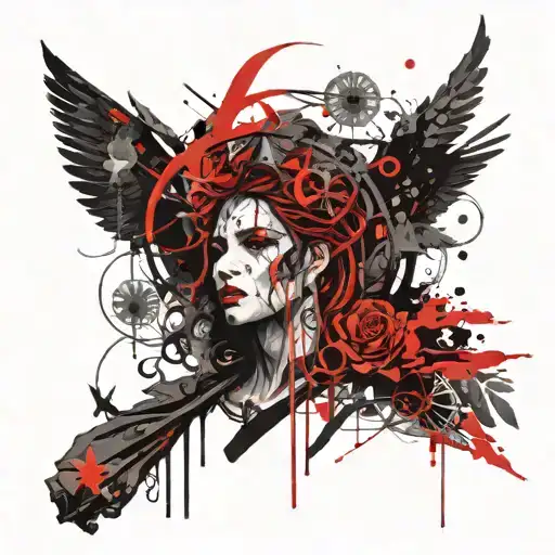 achlys, god mythology, dark, cybersigilism design inspired tattoo design idea