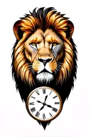 lion with 3 clocks tattoo design idea