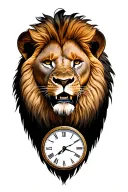 lion with 3 clocks tattoo design idea