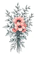 vine and flower bouquet tattoo design idea