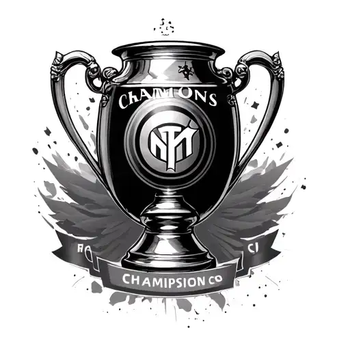 generates a sketch of a tattoo to be done if Inter wins the Champions League, must represent the Champions Cup Co tattoo design idea