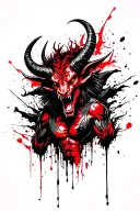horned devil cute rising tattoo design idea