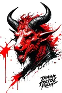 horned devil cute rising tattoo design idea