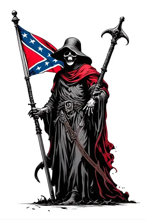 grim reaper and get a Confederate flag intertwined tattoo design idea