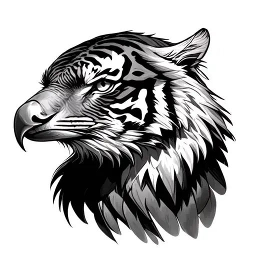 bald eagle and tiger tattoo design idea