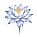 add trajectories surrounding lotus. use dark space colors tattoo design idea