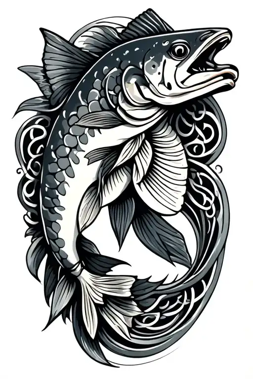 celtic trout tattoo design idea