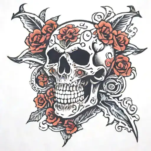 aaron heart skull tattoo design idea