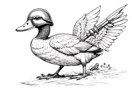 Army Assault duck with Assault Helmet With Spear tattoo design idea