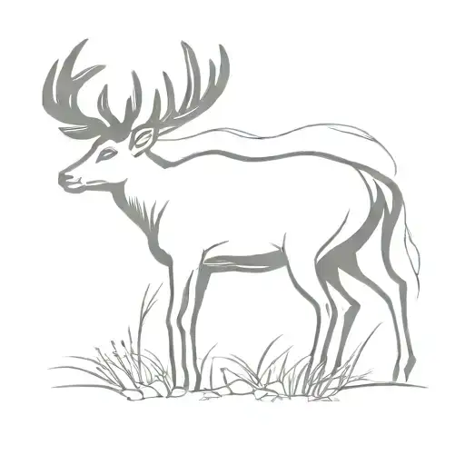 silhouette buck standing tall tattoo design idea