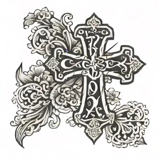 name in cross tattoo design idea