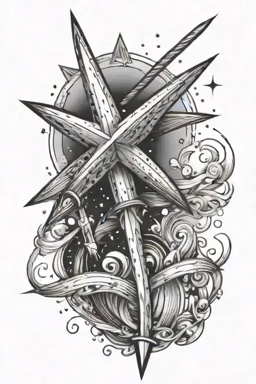 a shooting star that is also a spear  tattoo design idea