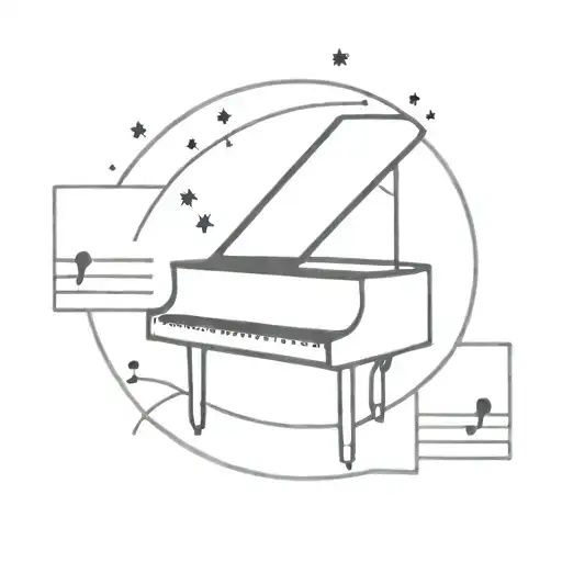 music, piano keys, y2k style, y2k star tattoo design idea