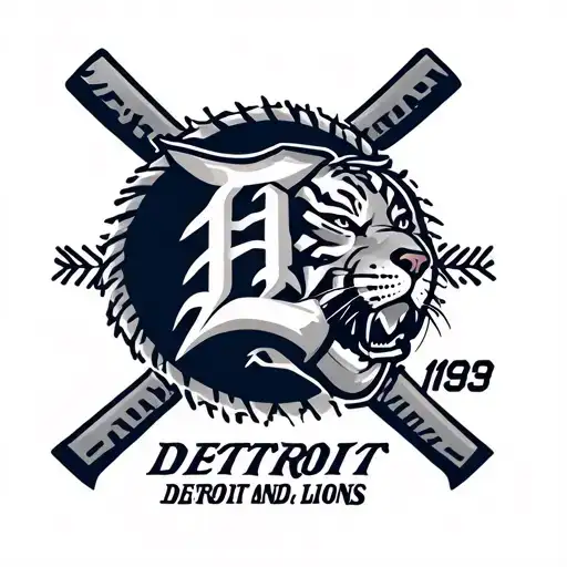 detroit tigers and detroit lions with year 1939 birth year tattoo design idea