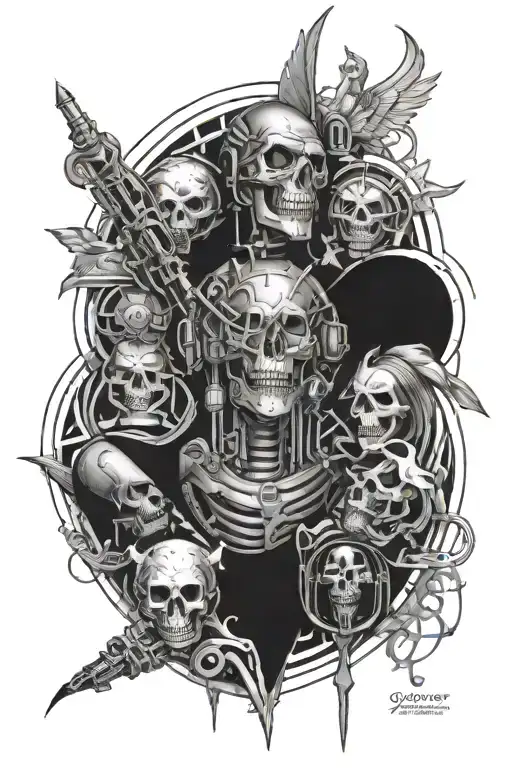 Combine conspiracy theories into one tattoo for the whole arm by stages, the first stage is masson, the second stage is  tattoo design idea