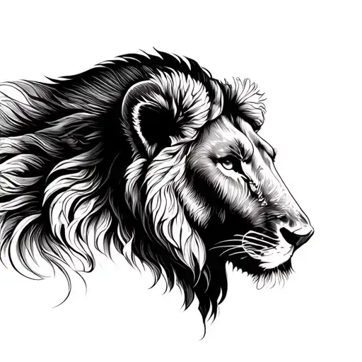 lion profile lamb profile tattoo design idea