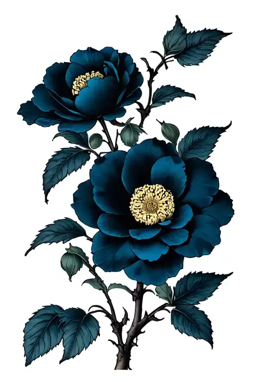 Japanese camellia flowers tattoo design idea